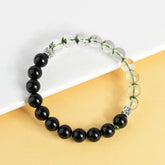 Natural Crystal Green Phantom Black Onyx Double Strand Bracelet - Confidence & Balance